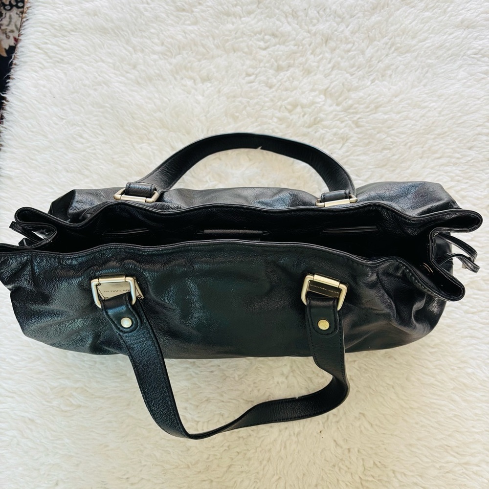 Michael Kors Drawstring Black Leather Satchel Bag w/ Dustbag - Picture 11 of 16